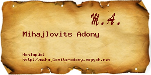 Mihajlovits Adony névjegykártya